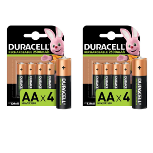 Rechargeable AA 2500mAh batteries - 2 x 4 Packs (8 Batteries)