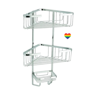 Stainless Steel Corner Shower Rack 3 Tier with Heart Sticker