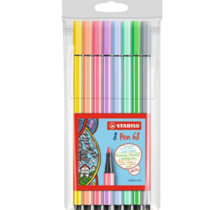 Stabilo 68 Fibre Tip Pens Pastel Colours in Wallet Assorted (Set 8) x 2
