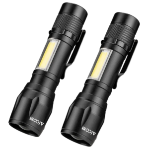 AICOM Rechargeable Mini Torch with Zoom Function (2 Pack)