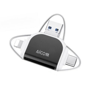 AICOM - 4 in 1 OTG Card Reader for SD/MicroSD/USB3.0 Memory Card