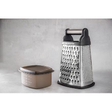 Box Grater with Measuring Cups - Stainless Steel